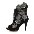 hollow out high heel rhinestone cut women sandals boots